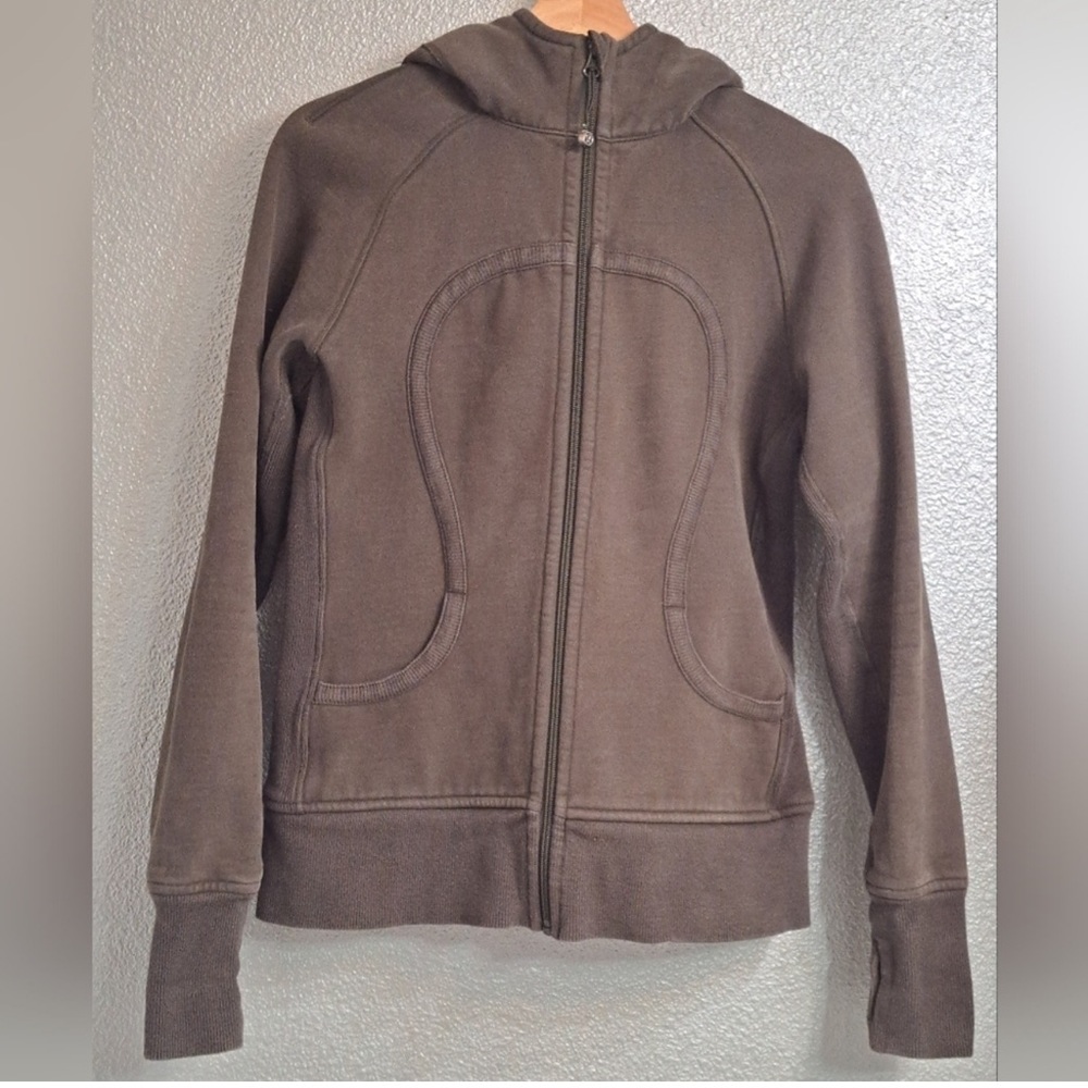 Lululemon Women's Olive Green Scuba Full Zip Hoodie  Size 10